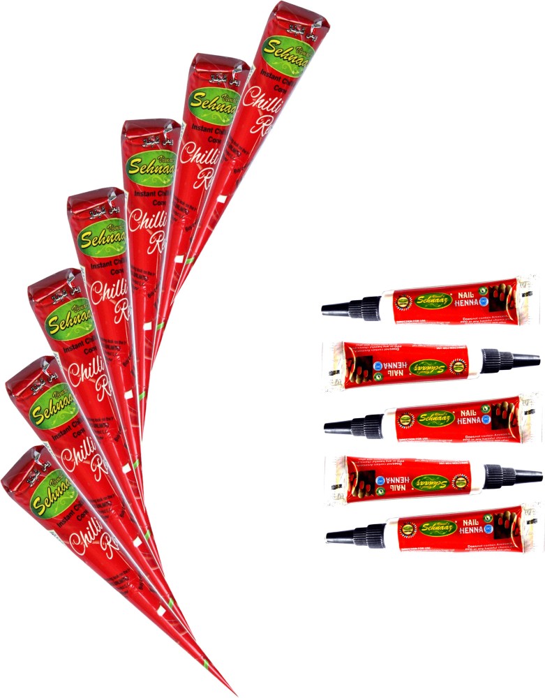 Buy Amina Henna Instant Tatto Red Outline Mehndi/No Chemicals Dyes - Color  Paste Cone (Red, 12 Piece) (Red) Online at Low Prices in India - Amazon.in