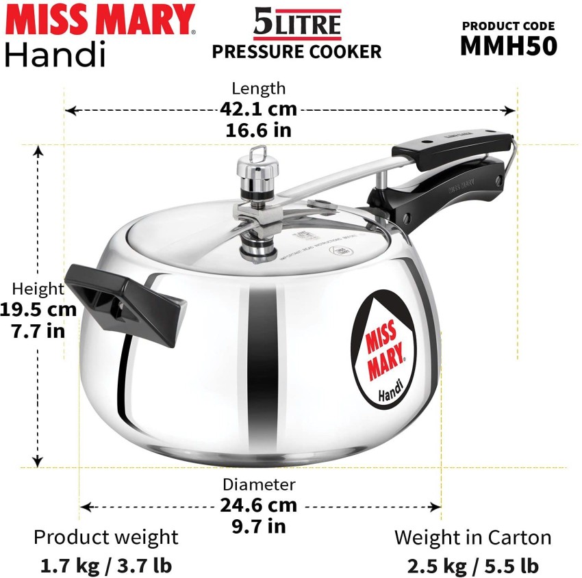 Miss mary pressure cooker 5 ltr price sale