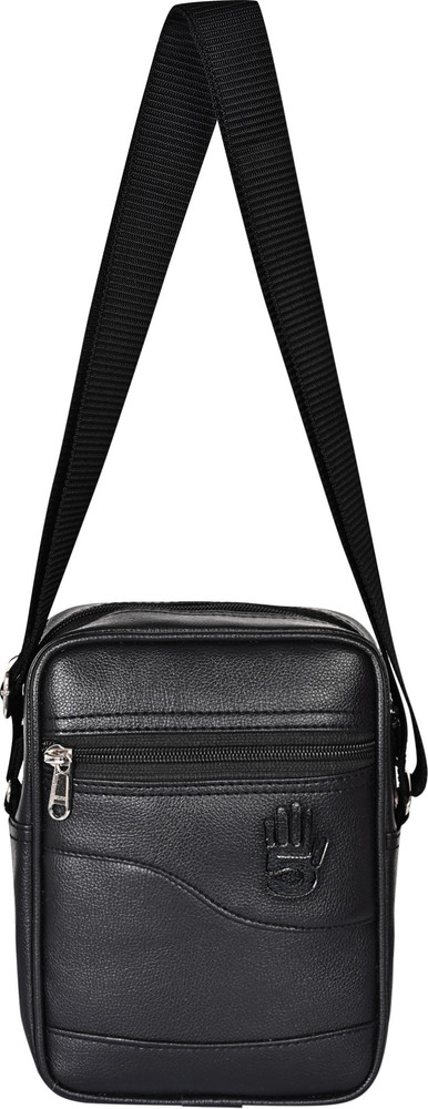 Lappee Black Sling Bag Stylish Leather Sling Bag For Men Travel