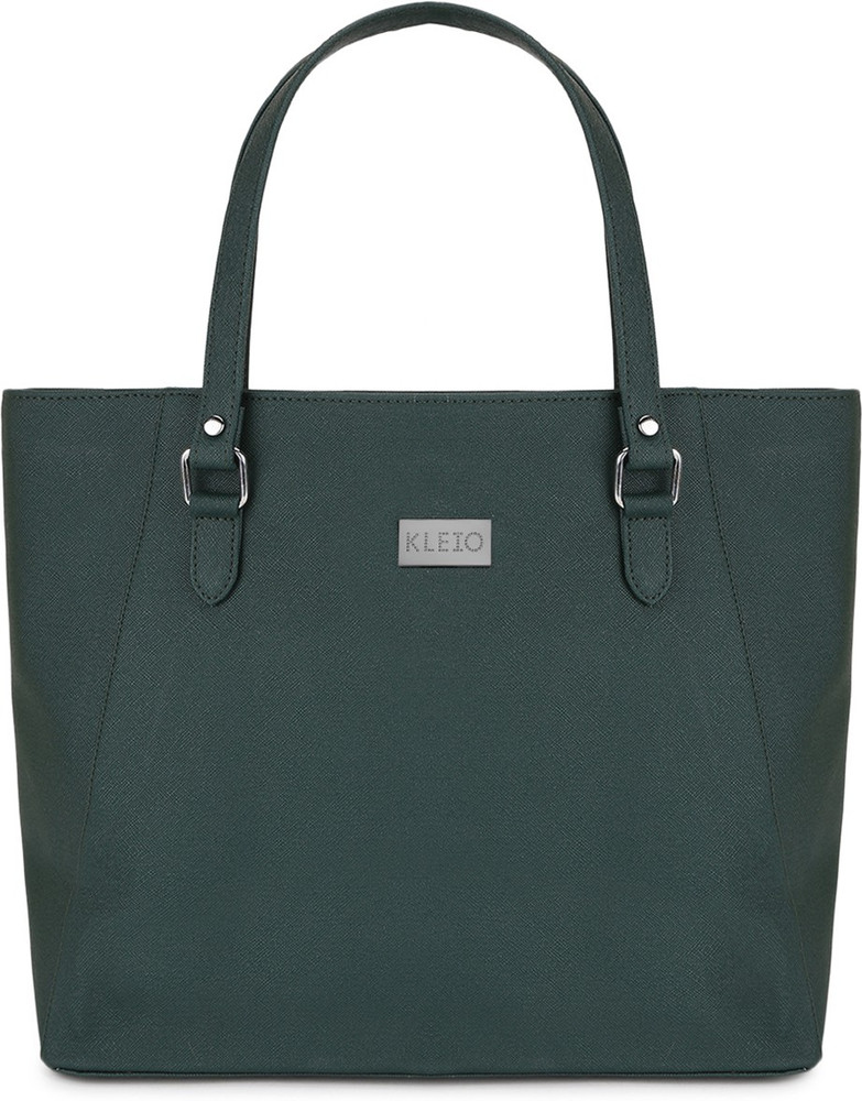 KLEIO Green Tote Solid Color Multi Compartment Laptop Purse Tote Handbag for Women Ladies HO4021KL DG DARK GREEN
