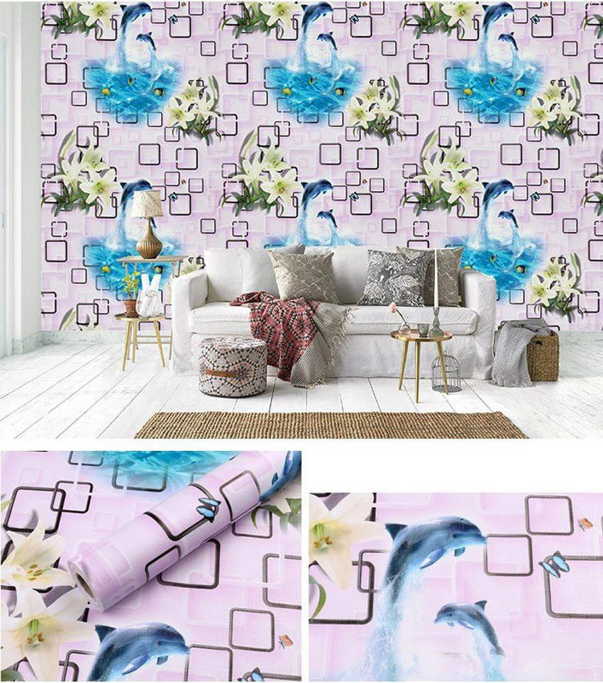 Flipkart SmartBuy 500 cm Wall Wallpaper Home Decoration Whale and Shaded Frames Self Adhesive Sticker