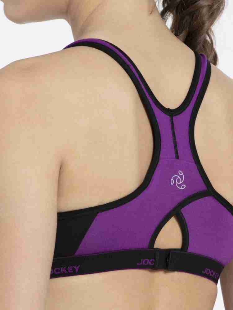 Buy Jockey 1381 Low Impact Non-Padded Racerback Active Bra Purple Glory And  Black XL Online at Low Prices in India at