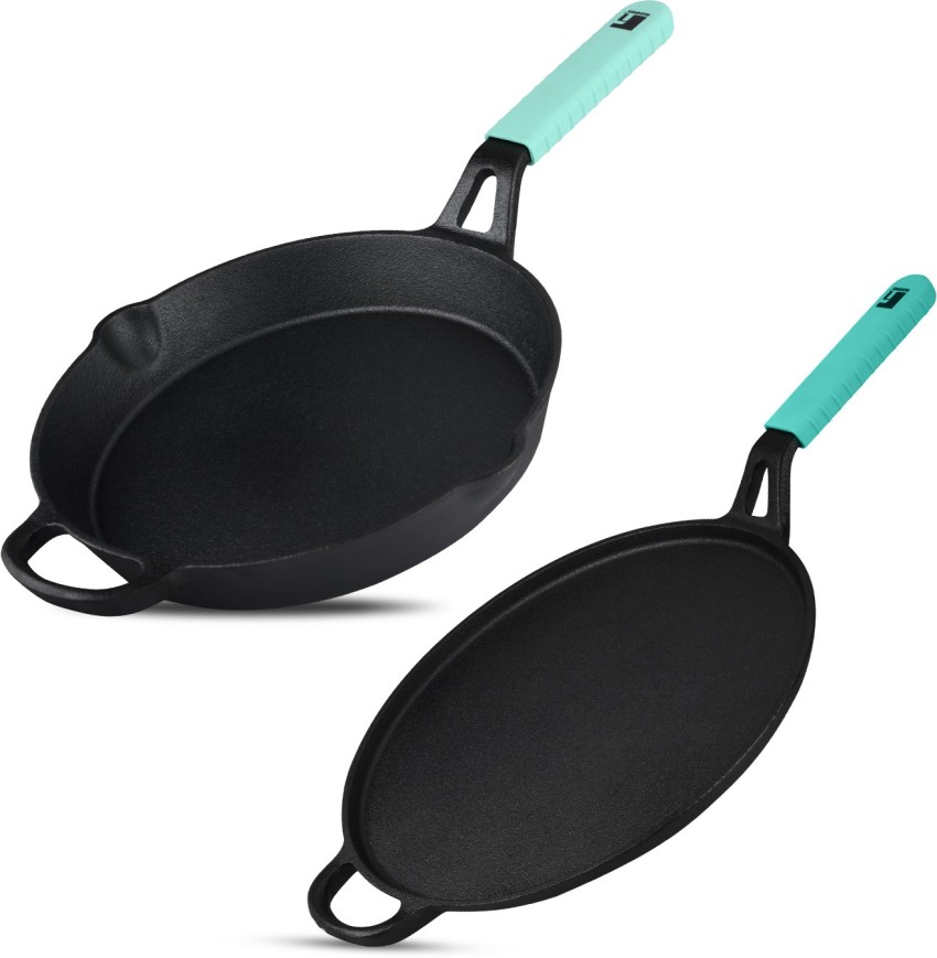 1pc 20cm Cast Iron Fry Pan With Lid, Non-coated Mini Fry Pan For Electric &  Gas Stove, Flat Bottom Small Cookware