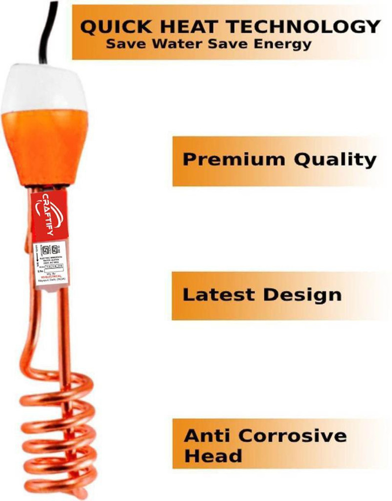 CRAFTIFY Copper Premium Quality ISI Mark Water-Proof u0026 Shock- Proof 1500 W Immersion  Heater Rod Price in India - Buy CRAFTIFY Copper Premium Quality ISI Mark  Water-Proof u0026 Shock- Proof 1500 W