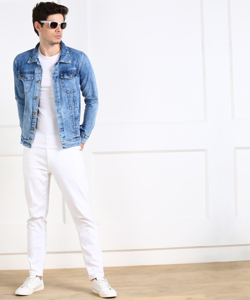 MONTREZ Full Sleeve Solid Men Denim Jacket - Buy MONTREZ Full Sleeve Solid  Men Denim Jacket Online at Best Prices in India