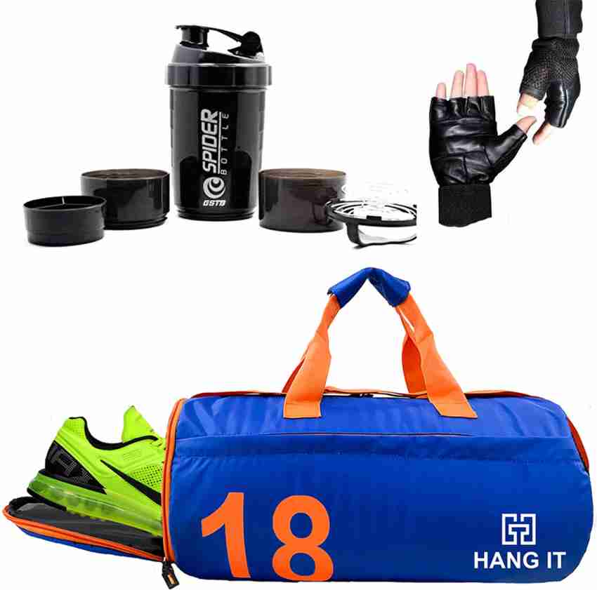 Hang It gym bag combo for men ll gym bag, bottle & Gloves ll gym