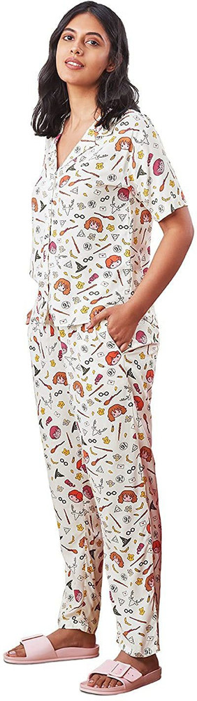 The Souled Store Harry Potter Women Printed White Shirt Pyjama set Price in India Buy The Souled Store Harry Potter Women Printed White Shirt Pyjama set at Flipkart Shirt