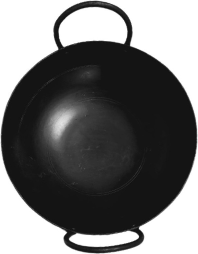 Handmade Indian Traditional Iron Kadai Wok Frying Pan for Cooking 2.5 Litres