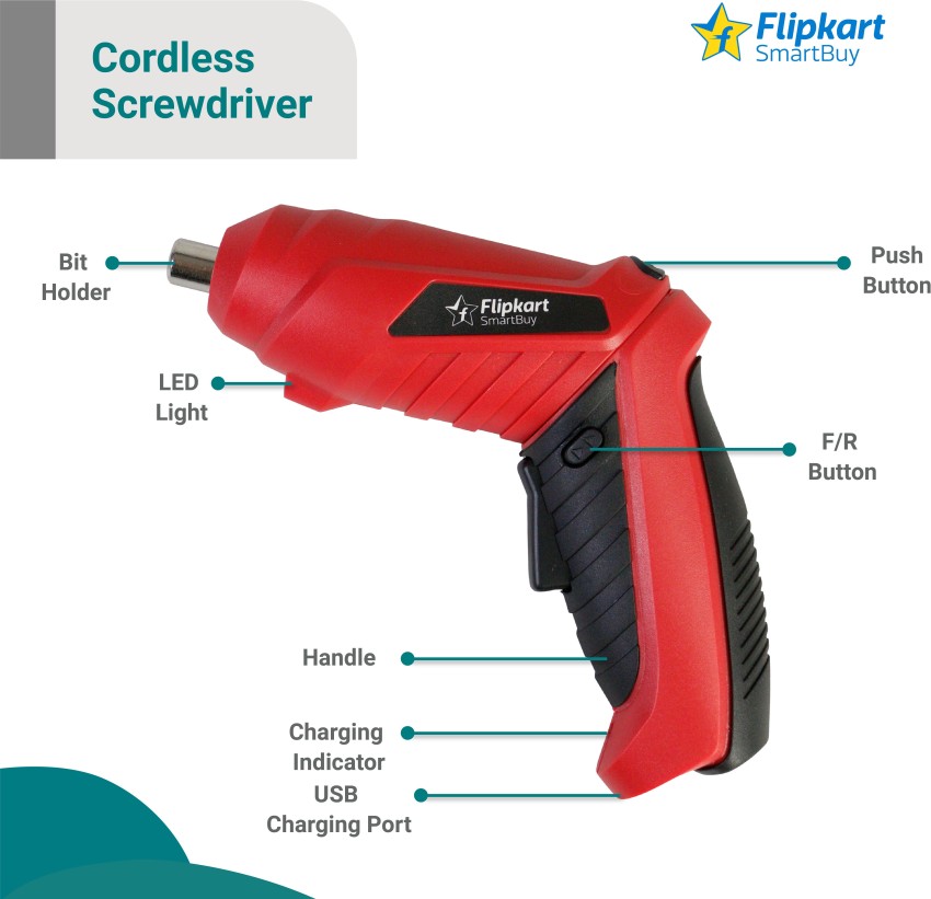 Flipkart SmartBuy 3.6V cordless screwdriver with 45pcs drills