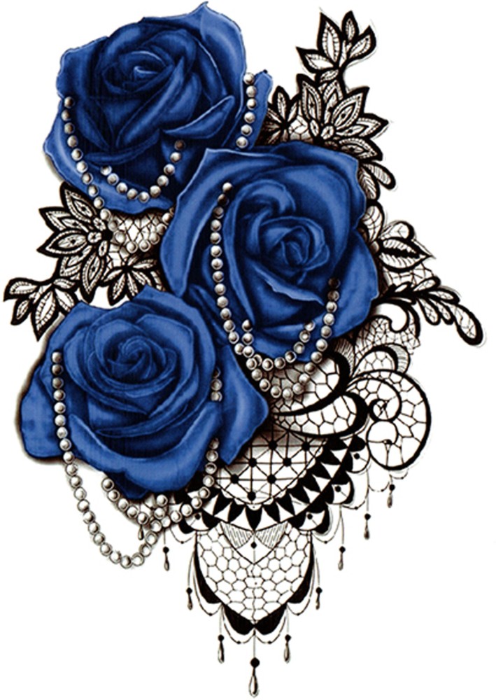 Black roses with pearls string tattoo on Siderib