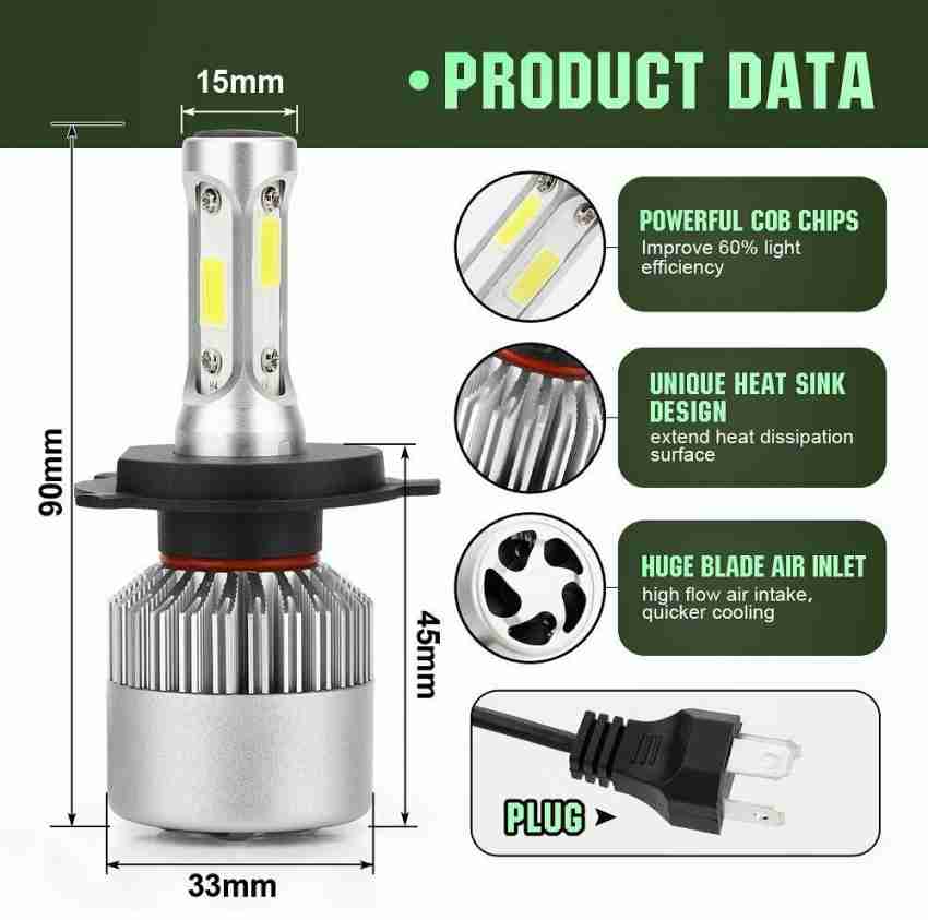 PRTEK LED Headlight Bulbs H4 9003 HB2 Conversion Kits High