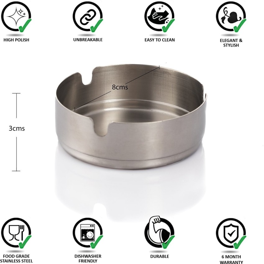Urban Snackers Stainless Steel Ashtray for Cigarette Indoor or Outdoor Use  Smoking 8 cm Home, Office, Bar and Restaurants Silver Stainless Steel  Ashtray Price in India - Buy Urban Snackers Stainless Steel