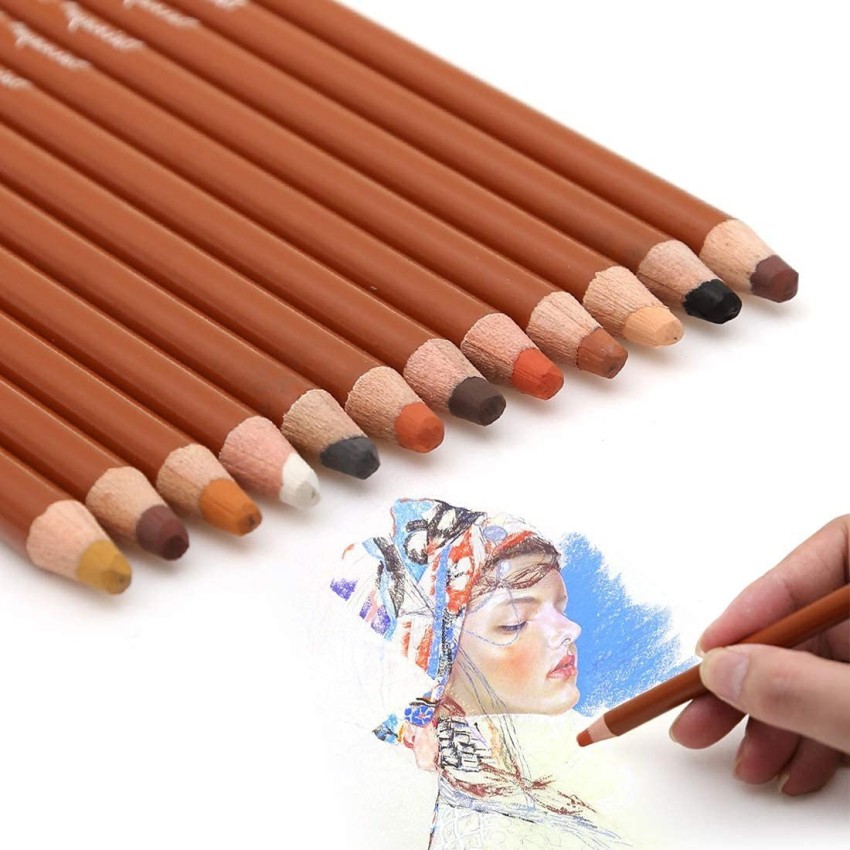 Kandle 12 Colors Professional Soft Pastel Pencils Artist  Wooden Drawing Colored Pencil 