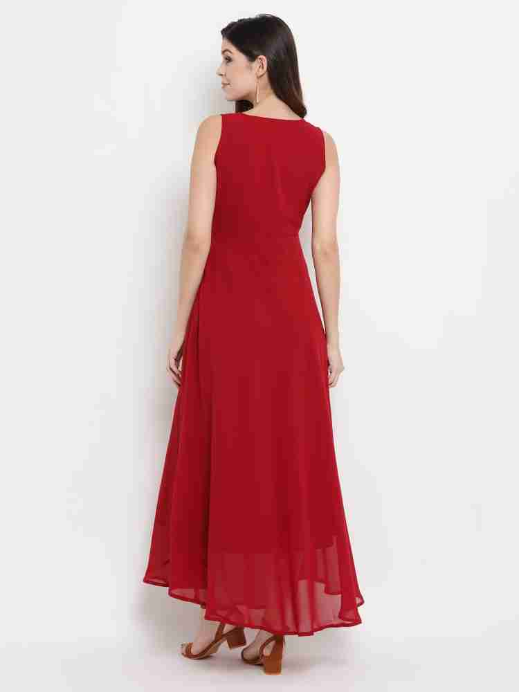 THREAD MUSTER Women Fit and Flare Maroon Dress Buy THREAD MUSTER