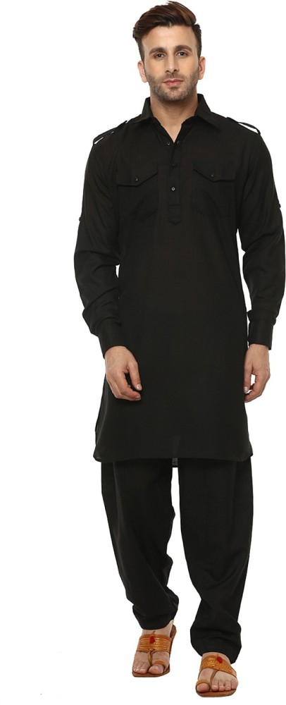 Hangup Men Solid Pathani Kurta Buy Hangup Men Solid Pathani