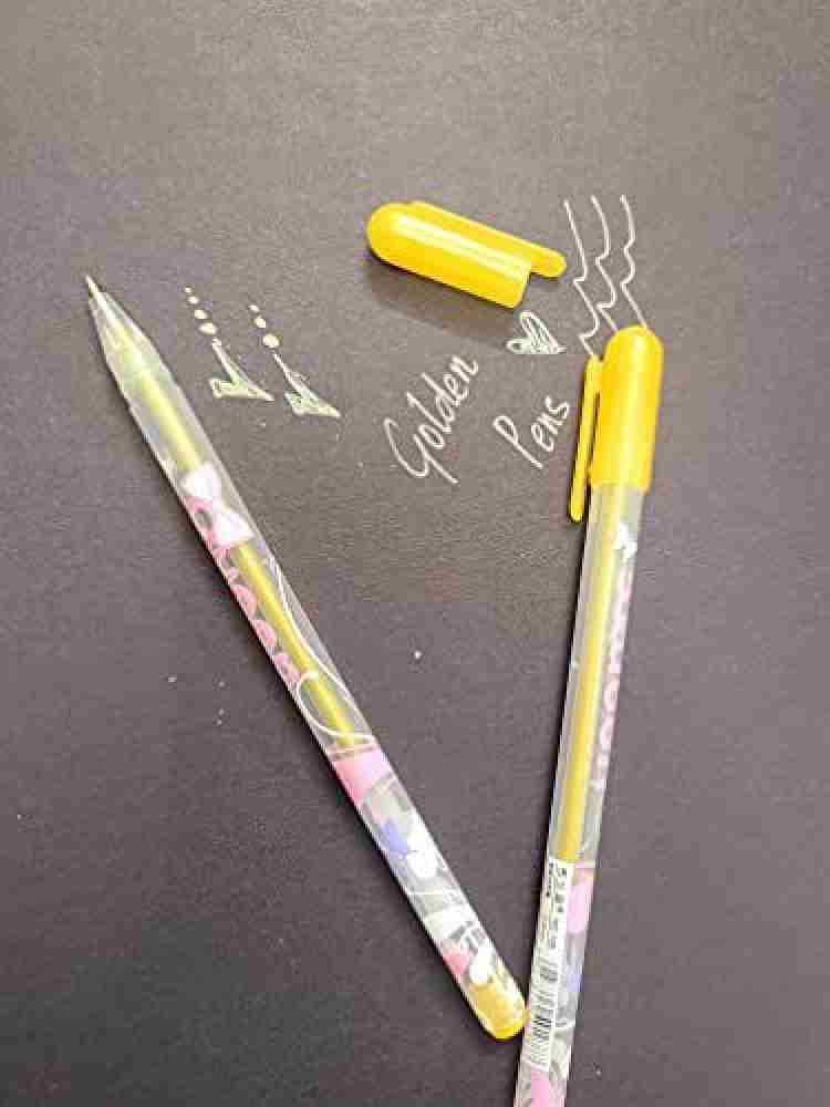 Paaroots Set of 2 Golden Pen 0.8 mm Fine Point - Smudge  proof Golden Pen for Art Drawing, Sketching & Writing (2pack) Golden Ink Pen  Highlighter Fine liner- Gel Ink