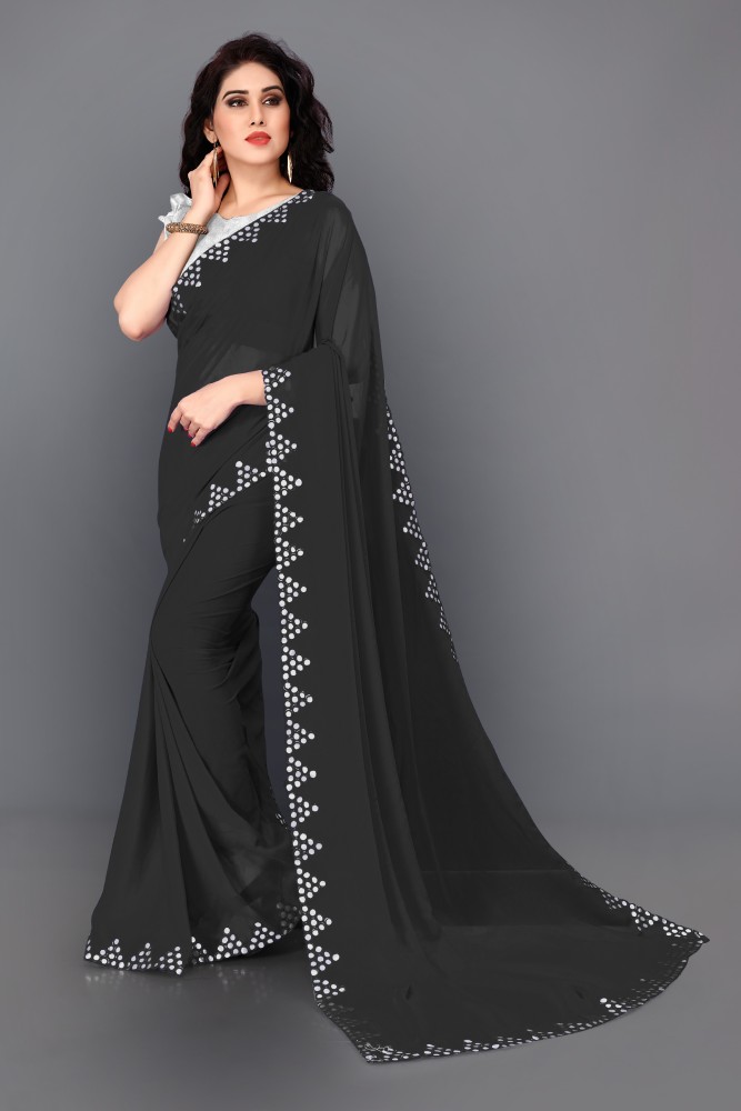 Buy MIRCHI FASHION Embellished Bollywood Georgette Black Sarees