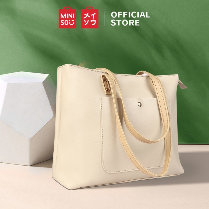 MINISO White Sling Bag Stripe Clear Shoulder Tote Bag with Inner Bag, with  Color Trim and Bottom White - Price in India