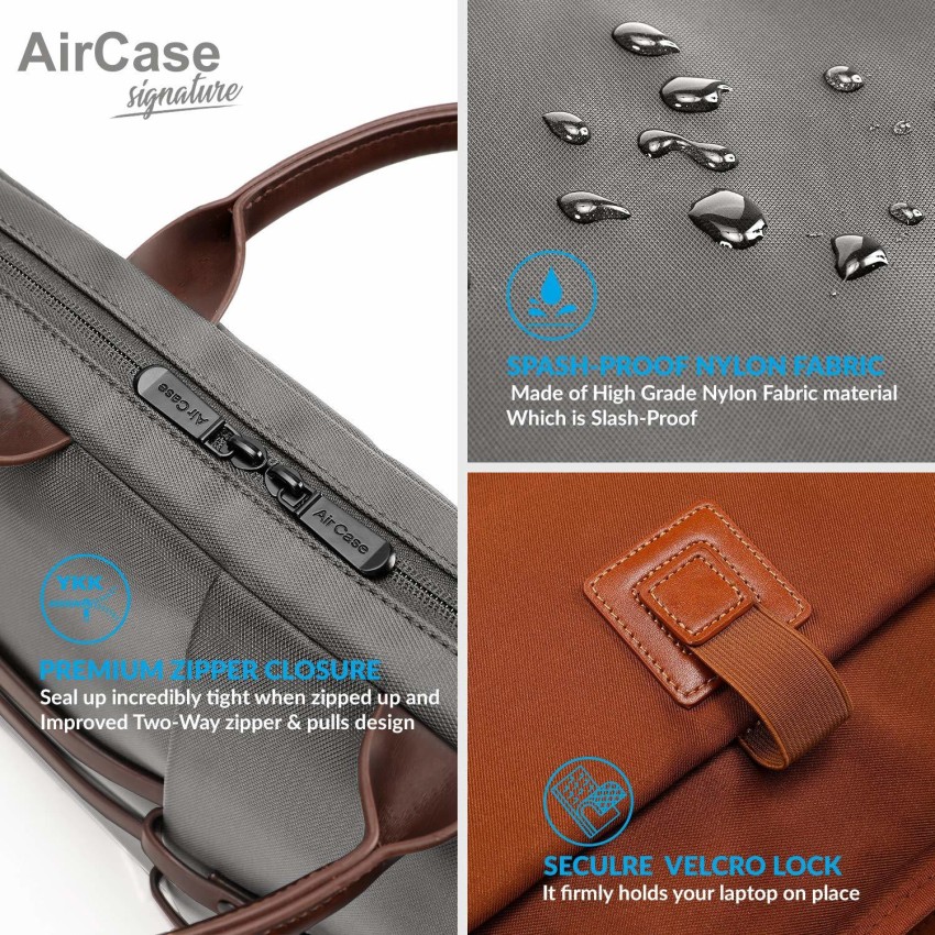 AirCase Signature Designer Laptop Messenger Bag, Premium, water resistant,  for Office, Men and Women