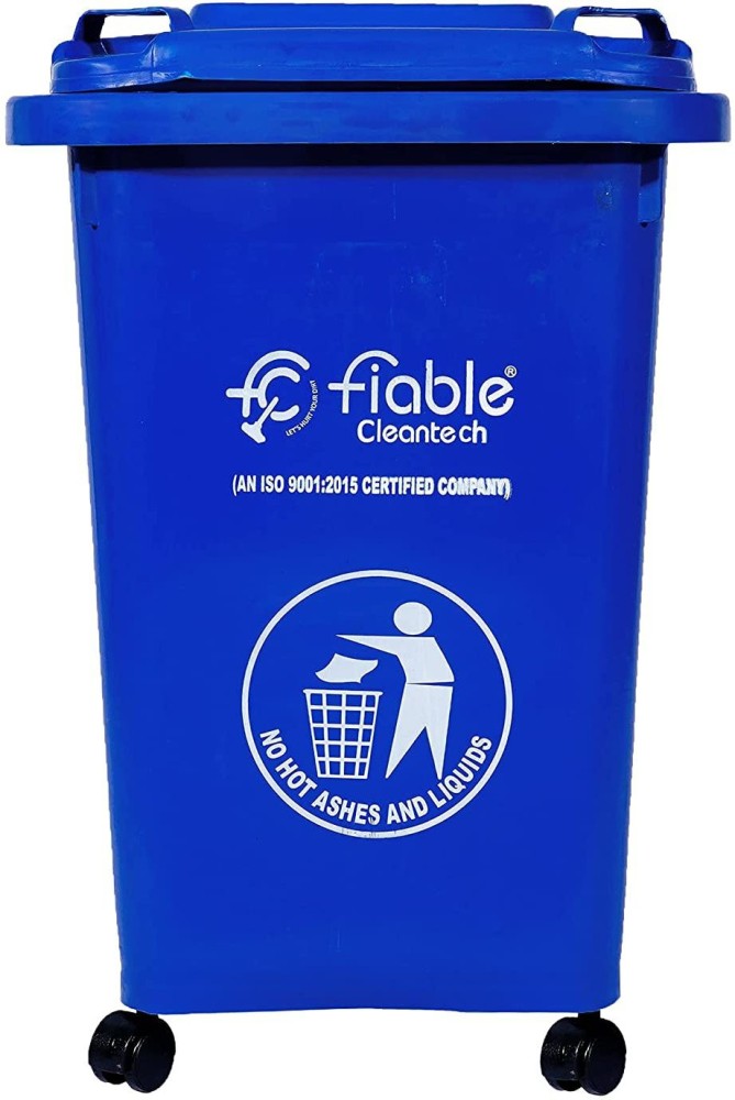 Fiable Cleantech 50 Liter Dustbin With Lid | Wheeled Dustbin | Green Waste  Bin | Trash Bin | Large Size Plastic Bin | Outdoor Dustbin 