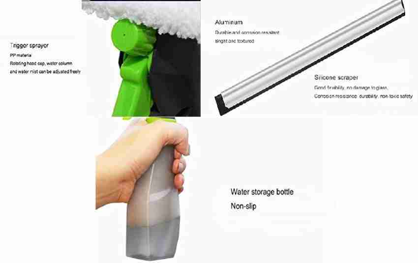 Rasikvar 3 in 1 Plastic Easy Glass Spray Type Cleaning Brush Wiper Clean  Shave Car Window Cleaner for Car Window, Mirror, Glass, Floor, Stove with