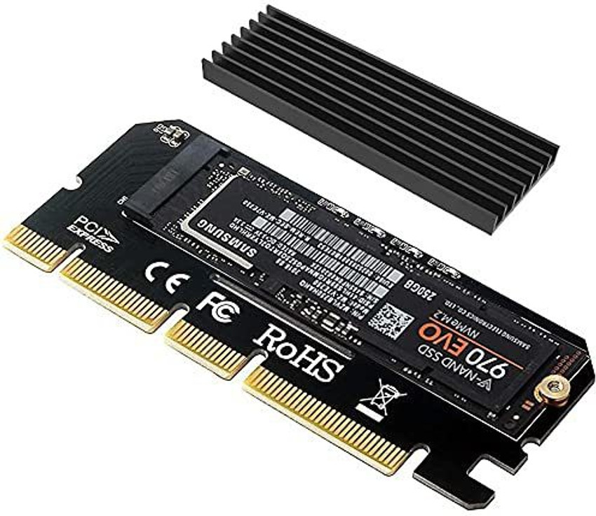Xsentuals NVIDIA NVME Adapter PCIe x16 with Heat Sink M.2 NVME or AHCI SSD to PCIE 3.0 Adapter Card for Key M 2230 2242 2260 2280 Size M.2 SSD Support PCIe x4 x8