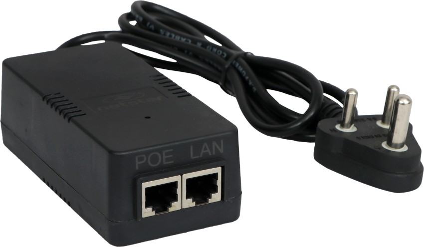 Netstar Gigabit Passive PoE Injector 24VDC 1A, Gigabit Passive PoE Adapter, With Three Pin Power Cord, Up to 100 Meters, Plug & Play