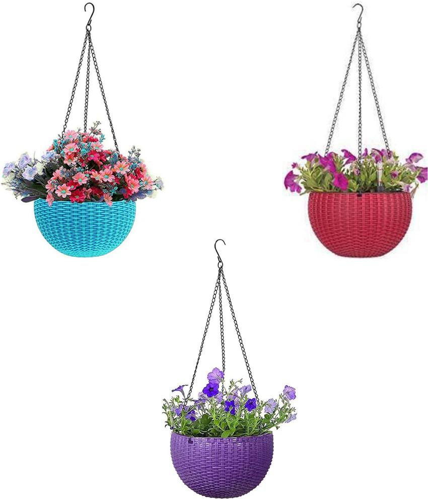 Dreamish Hanging Baskets Rattan Woven Design Flower Pot Indoor and