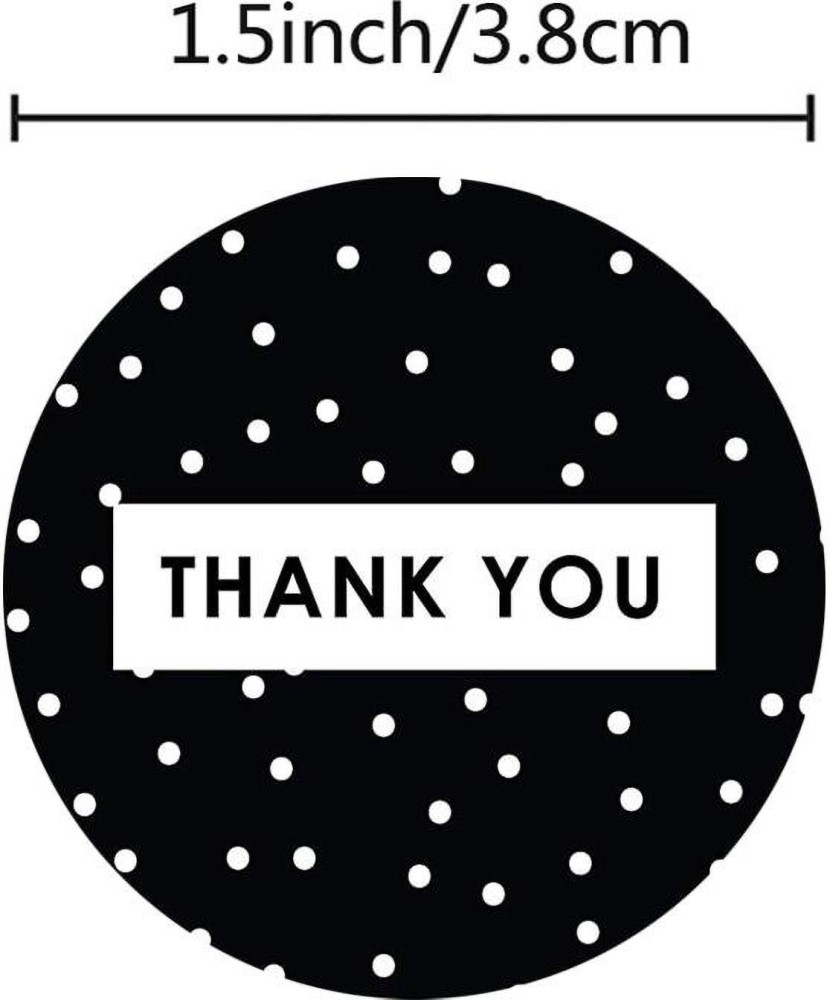 1.5 Black and White Floral Thank You Stickers Roll - Packing Stickers - Thank You Labels for Favors - Small Business Thank You Stickers | 500 Pcs