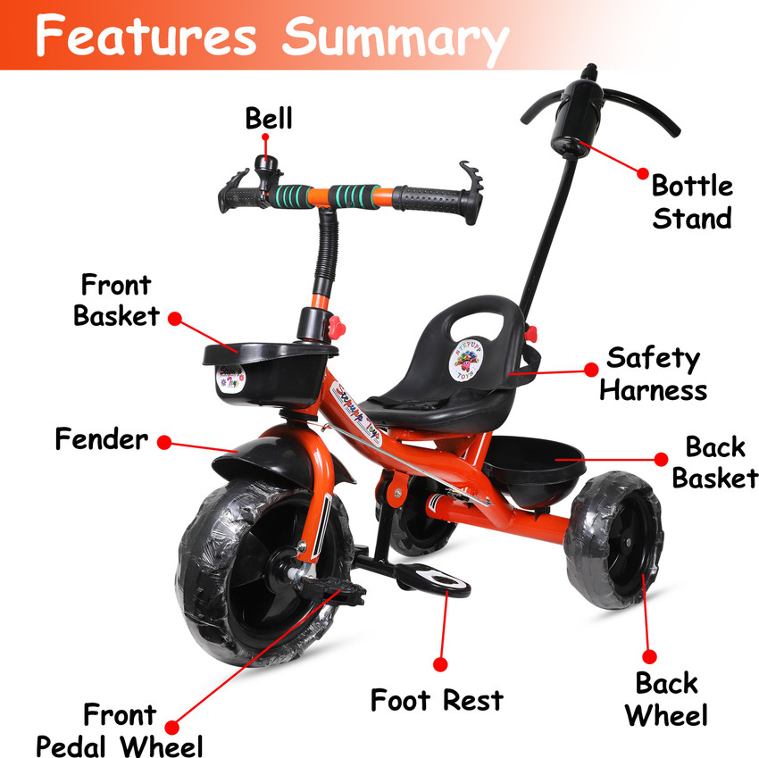 CREW4 Tricycles and Cycles for Kids Cycle for Baby with Parental Control for kids. ORANGE HANDLE Tricycle Price in India Buy CREW4 Tricycles and Cycles for Kids Cycle for Baby with