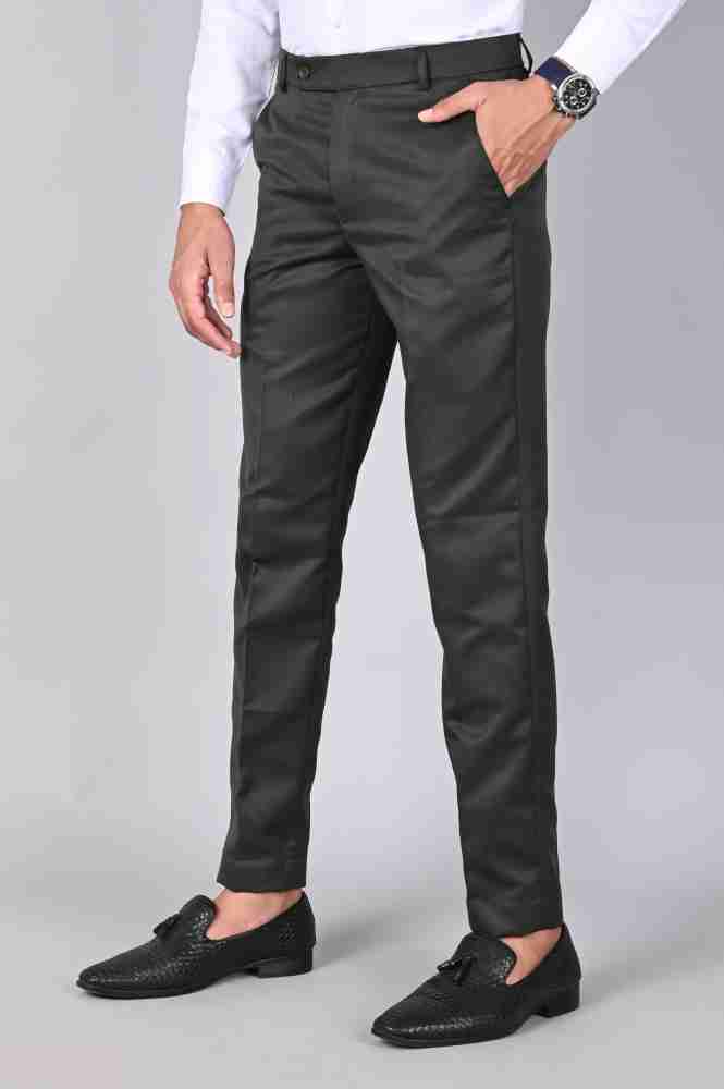 Buy online Mancrew Regular Fit Khaki Formal Pants For Men from