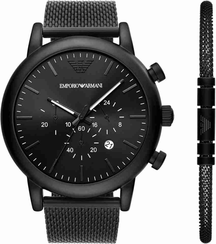 Emporio armani black watch price sales