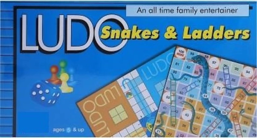 Ludo - Snakes & Ladders - Board Game - Foldable - with 4 Colours and 1 Dice