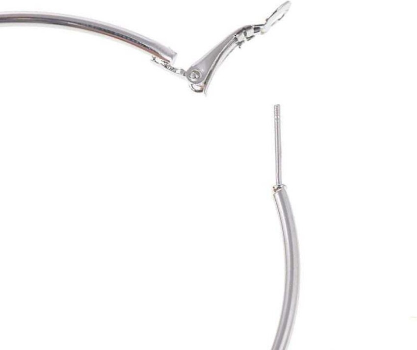 Jagsun Medium size silver bali earrings for girls and women(65 MM) Alloy  Hoop Earring