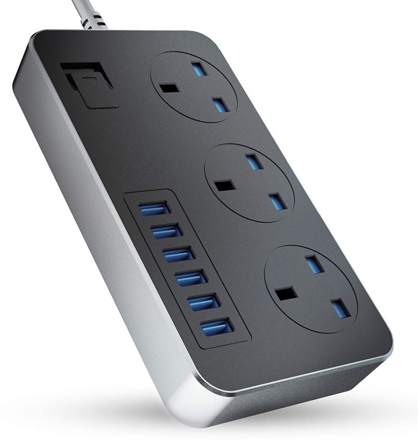 QUALX Power Strip Extension Cord with USB Port and Surge Protector 6 USB  2500 A Three Pin Socket Price in India - Buy QUALX Power Strip Extension  Cord with USB Port and