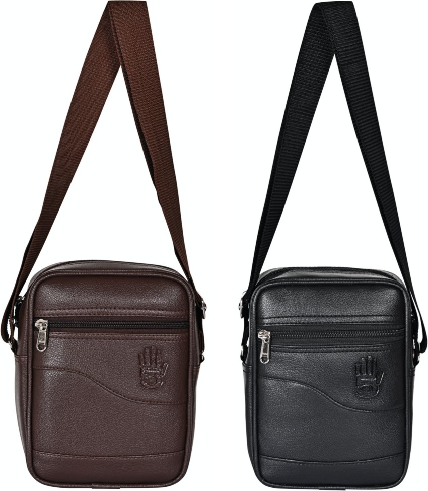 Unisex Men Crunch Leather Shoulder Bag