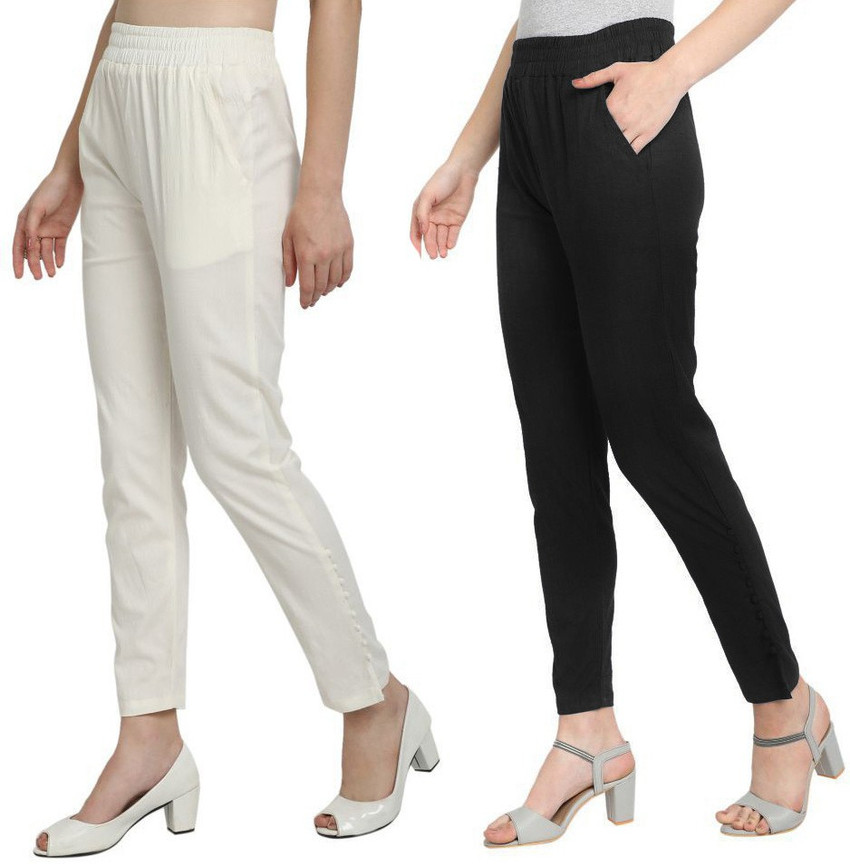Phase of Trend Regular Fit Women White Black Trousers Buy Phase