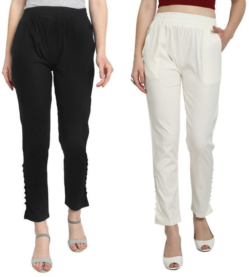 Homeshop Regular Fit Women Black White Trousers Buy Homeshop