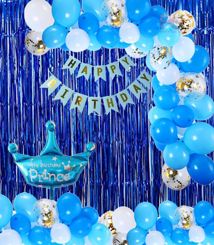 Party Propz Blue Theme Birthday Decoration Kit, 70 Pcs Combo, Birthday  Decoration Kit For Boys, Girls, Happy Birthday Banner, Foil Balloons With  Foil Curtain, Blue&White Balloons For Decoration : Amazon.in: Toys &