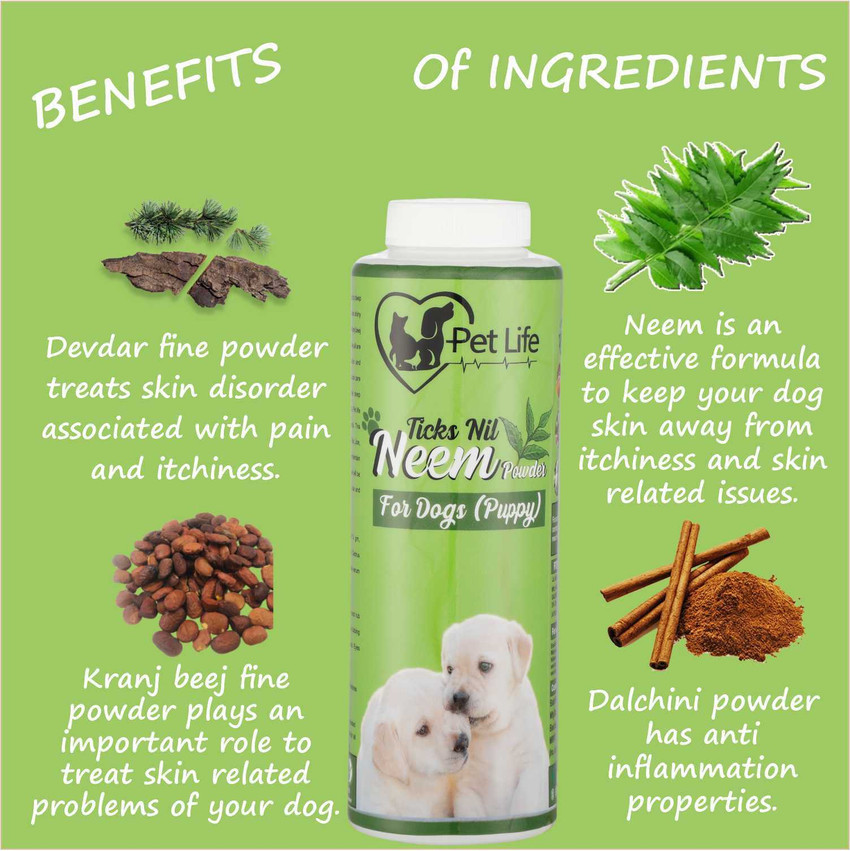 Pet Life Pure Organic Ticks Nil Neem Powder For Dog Puppy