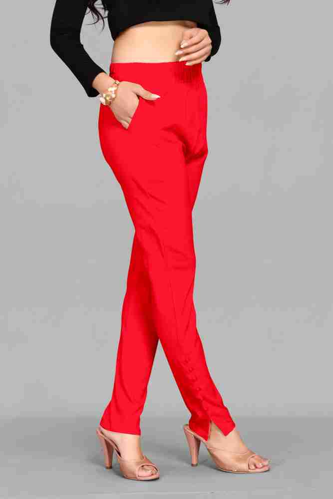 CLEVAA Regular Fit Women Red Trousers - Buy CLEVAA Regular Fit Women Red  Trousers Online at Best Prices in India