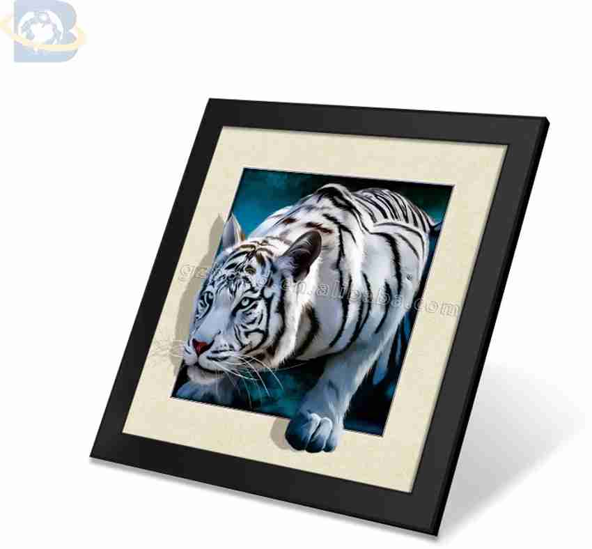 Poster 3D Tigre Andando Sobre a Neve 50x70cm com/sem Moldura