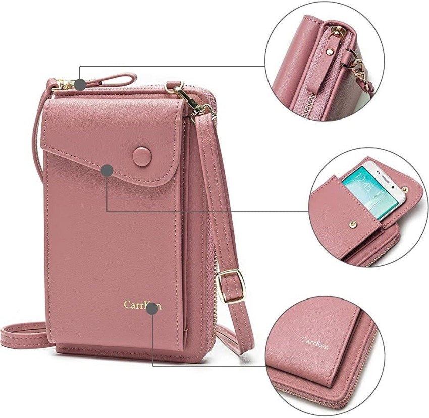 PALAY Women Crossbody Phone Bag Ladies Wallet Small Soft PU  Leather Cell Phone Purse Mini Shoulder Bag with Strap Card Slots (Pink2)  Shoulder Bag - Shoulder Bag