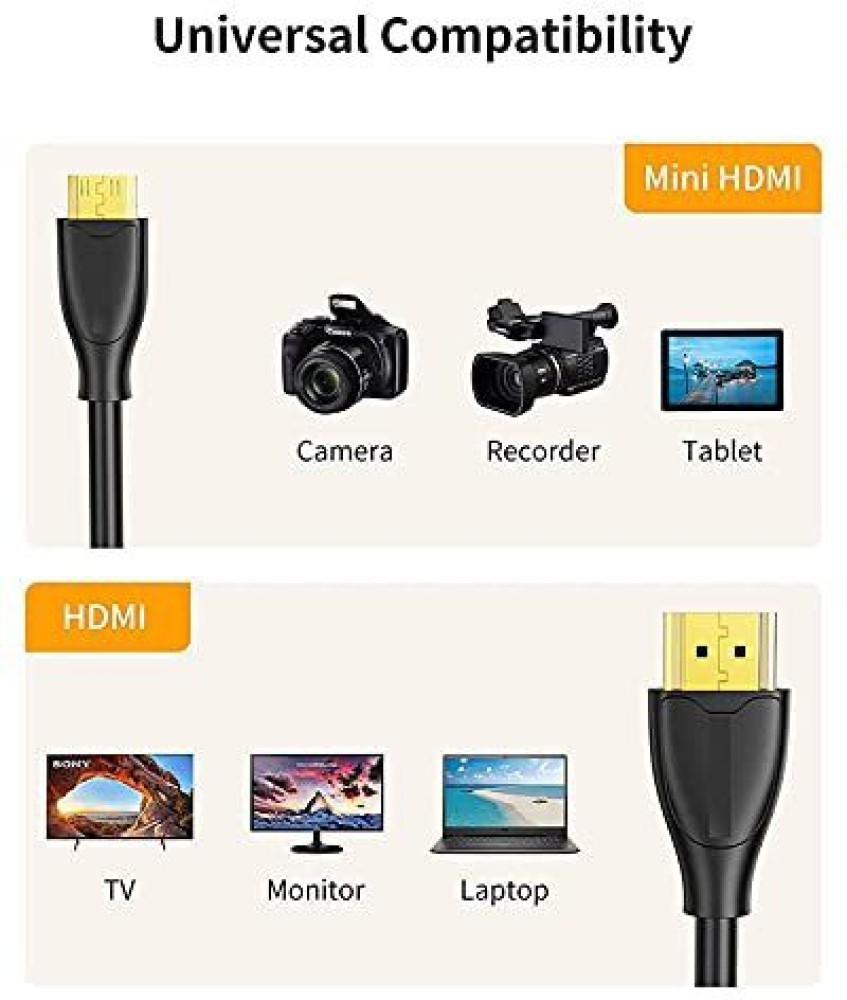 HDMI Cable 1.5m High Speed Micro HDMI to HDMI cable (NOT Micro-USB)  Compatible with HD TV, Projector, MONITOR, CAMERA, GO PRO, etc-Black