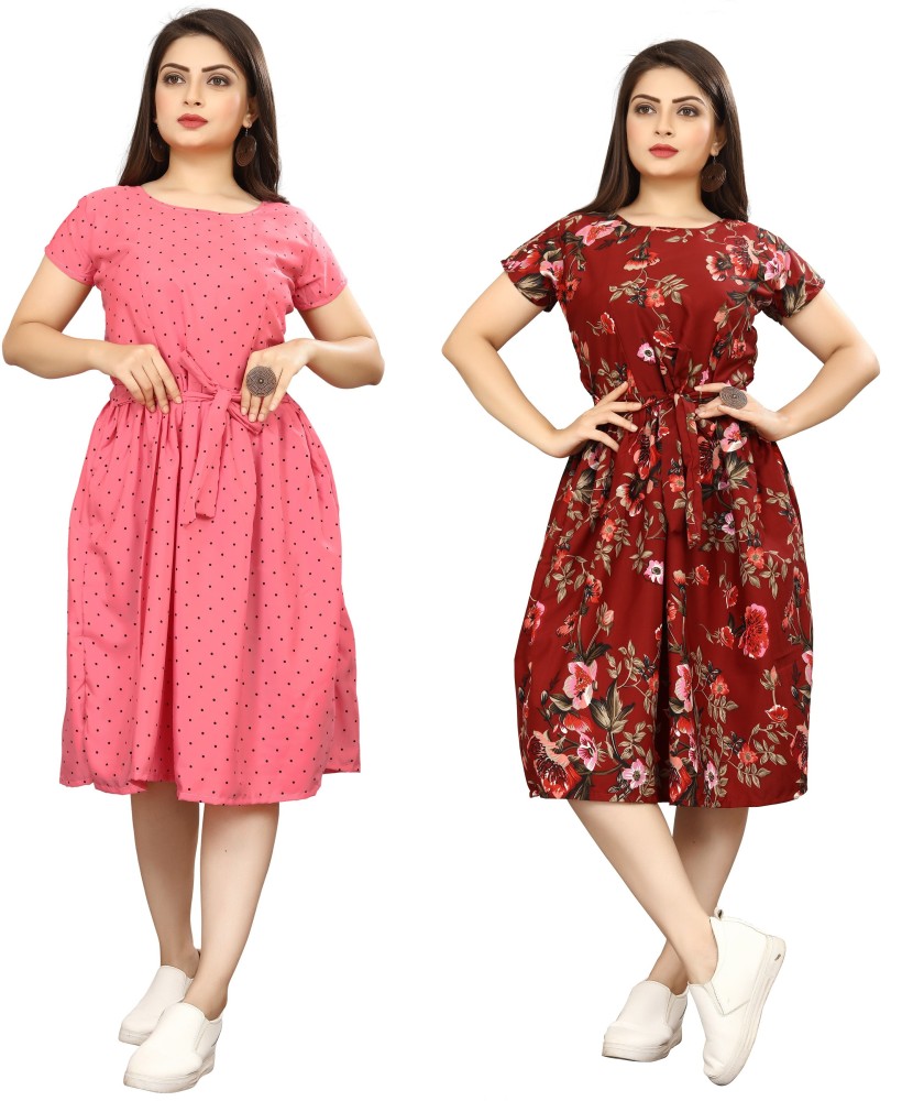 Nilkanth Fashion Women Fit and Flare Pink Dress Buy Nilkanth Fashion Women Fit and Flare Pink Dress Online at Best Prices in India Flipkart