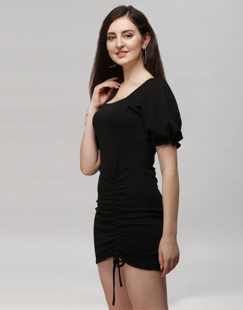 andmary Tess blouse mini dress black