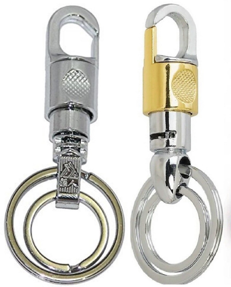 kd collections KD-298 Double Ring Hook Keychain for Bike & Cars, Hook  Locking/Hook Lock/Hook Metal Keychain, Golden & Silver