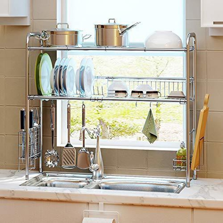 Dish Drying Rack for Kitchen Counter Over The Sink, offers 2-Tier Dish Drying Rack