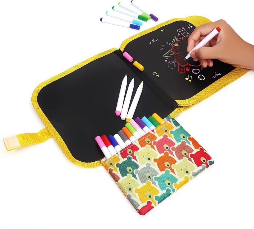 Erasable Drawing Board, Reusable Doodle Board With 12 Colored Erasable  Pens, Double-sided Drawing Pad, Portable Drawing Book Sketchpad Compatible  With