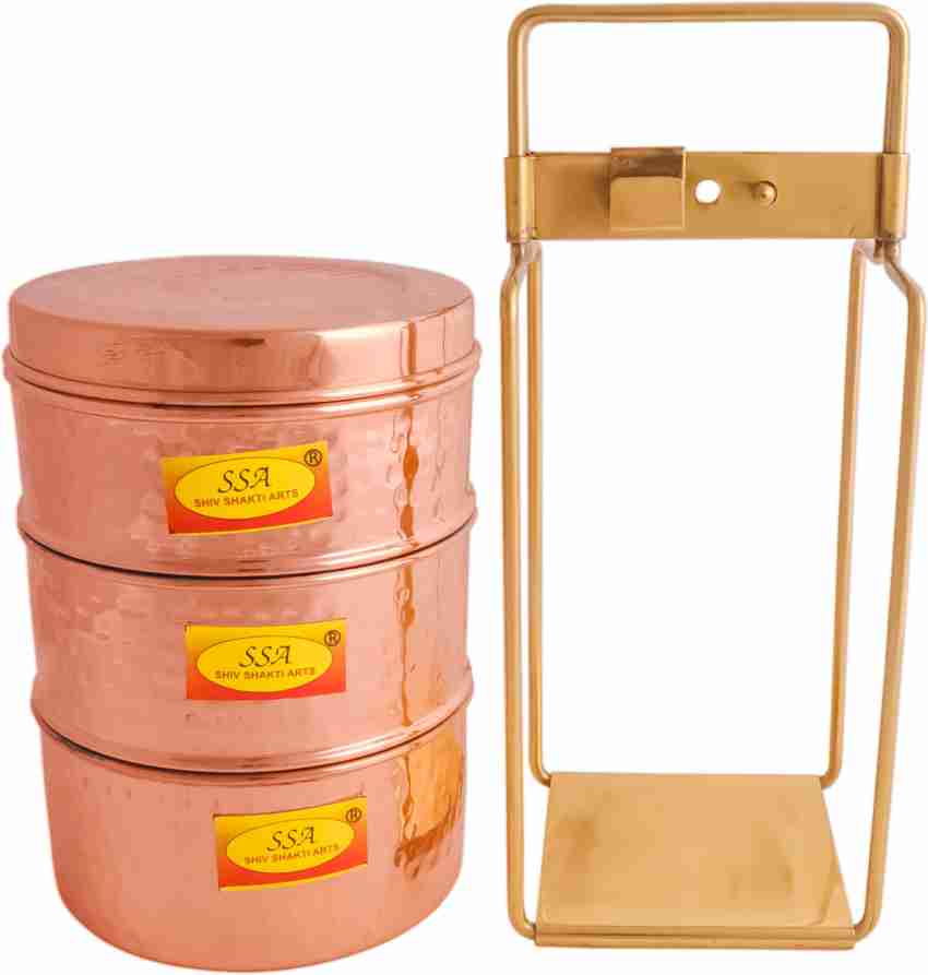 solid copper 3 tier tiffin box